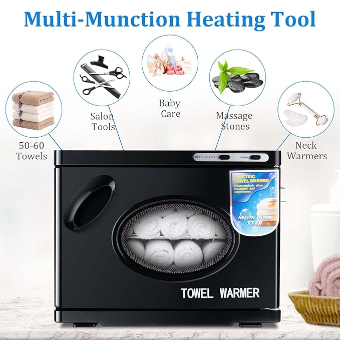 Hot Towel Warmers for Spa 23L Large Capacity Hot Towel Cabinet with See-Through Window Towel Steamer for Facials Massage Salon Bathroom Barber Beauty Steam Towel Warmer (black)