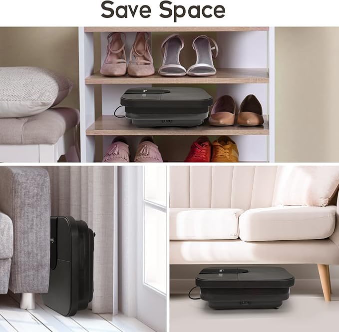 Beinilai Collapsible Foot Spa,Foot Bath with Heat and Massage and Bubble Jets,Foot Soak Tub with Six Non Motorized Rollers,Acupressure Massage Points,Red Light and Removable Pumice Stone