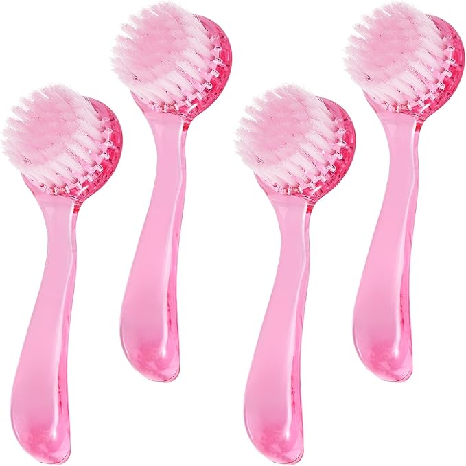 4 Pack Facial Cleansing Brush, Beomeen Face Scrubber Exfoliating Brush Face Wash Scrub Exfoliator for Skin Care, Makeup Removal,Pink