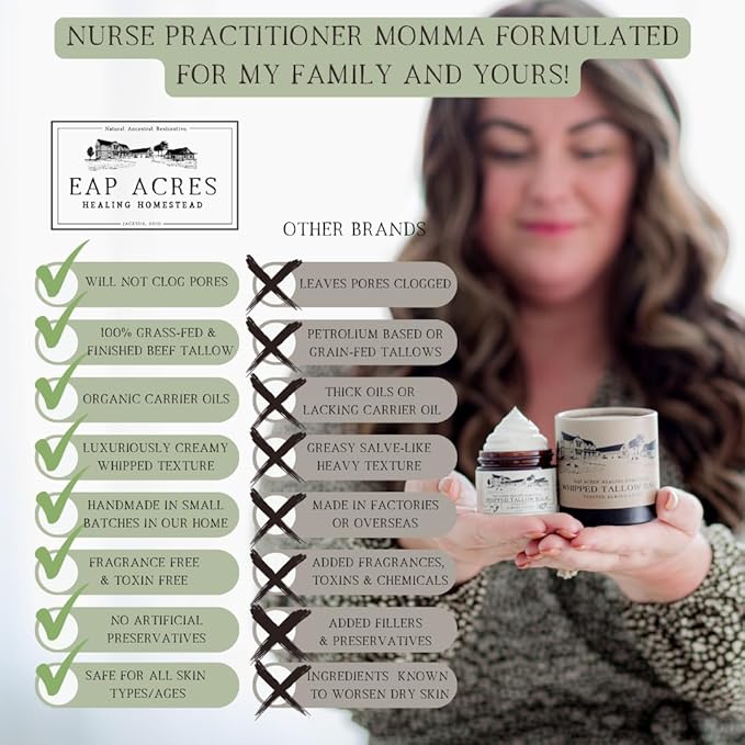 Rose-infused 100% Grass-Fed Whipped Tallow Balm-Organic Raw Manuka Honey & Organic Jojoba Oil, Rosehip Oil, Face and Body Moisturizer for Dry, Sensitive Skin, Eczema (Honey Rose)