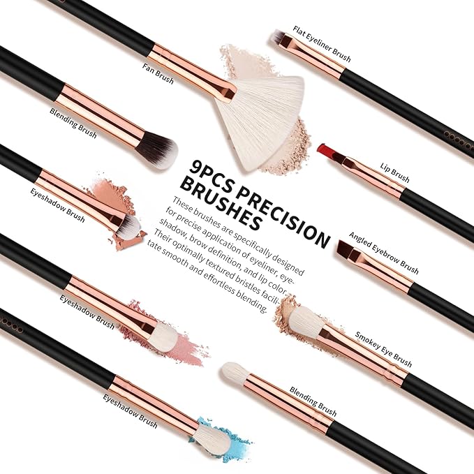 docolor Makeup Brush Set Professional, 15 PCS Black Wood Handle Makeup Brushes, Premium Cruelty-Free Synthetic Fiber Hair, Travel Make up Brushes Set with Case