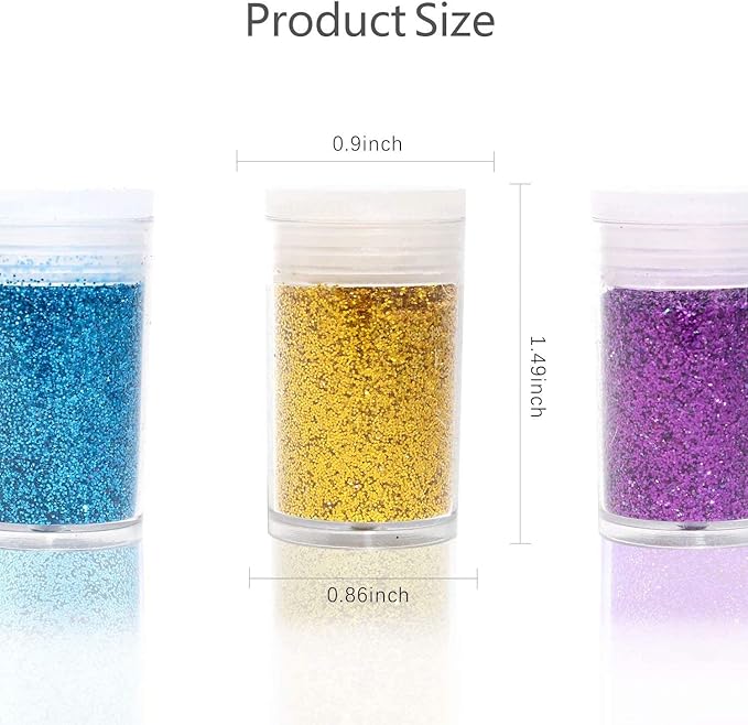 24 Colors Glitter Set, Fine Glitter for Resin, Arts and Craft Supplies Glitter, Festival Glitter Powder Makeup Glitter, Cosmetic Glitter for Body Nail Face Hair Eyeshadow Lip Gloss Making