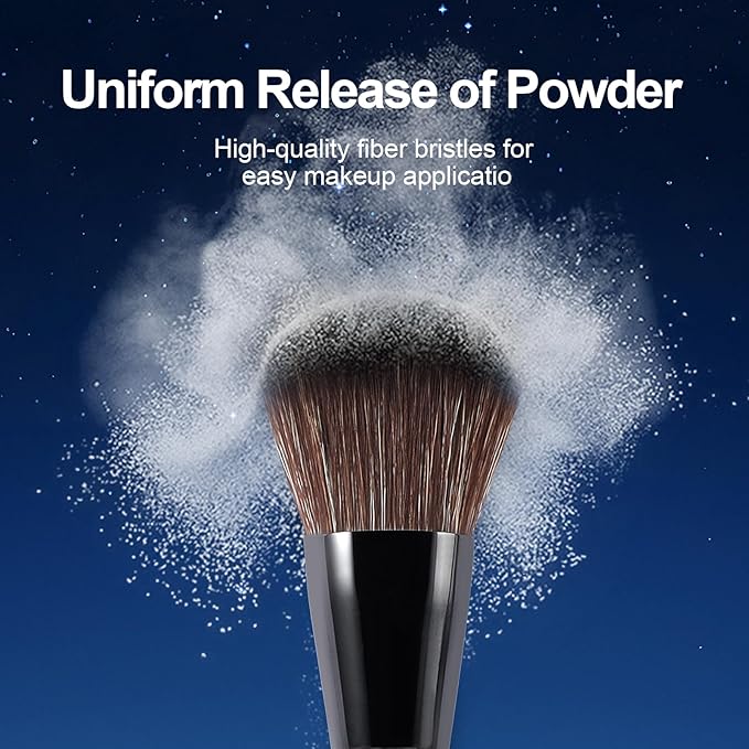 Large Bamboo Mineral Powder Brush, Fluffy Foundation Makeup Brush Kabuki Brushes with Soft Synthetic Bristles for Loose & Pressed Powder, Liquid, Cream, Buffing, Blending, Vegan & Cruelty-Free Tool