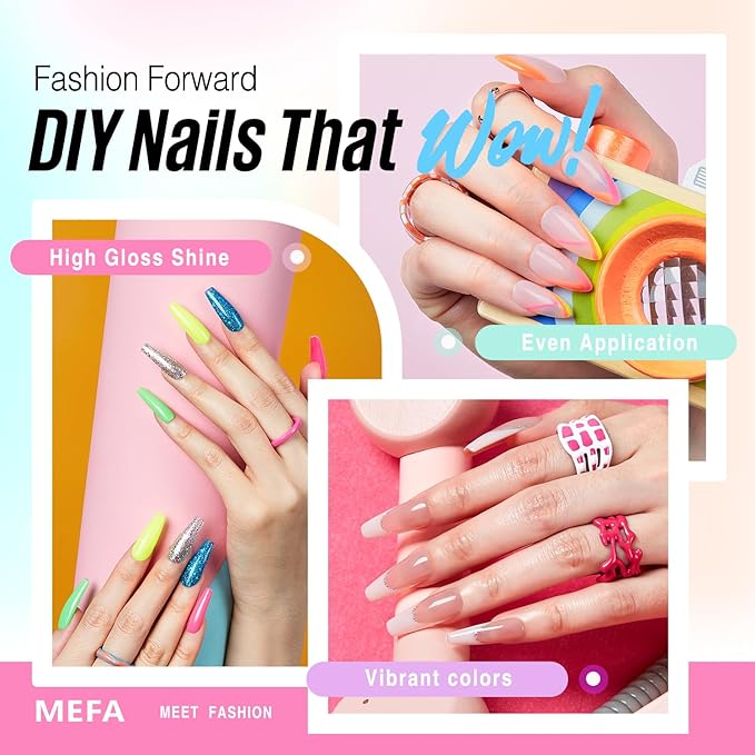 MEFA 56 Pcs Gel Nail Polish Kit with U V Light, 32 Colors Bright Neon Spring Summer Fall Pink Gel Polish Nail Set Essential Manicure Tools Nails Decorations Gifts for Women