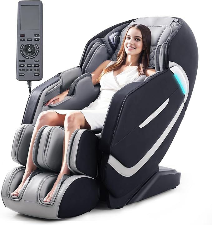 4D Massage Chair Full Body, Zero Gravity SL-Track Shiatsu Electric Massage Chair Recliner, Airbag Massage, Deep Yoga Stretch with Heat Body Scan Bluetooth Foot Roller, Extendable Footrest