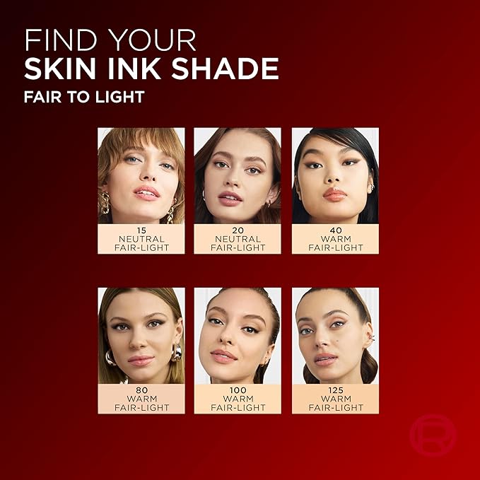 L'Oreal Paris Infallible Skin Ink 2-in-1 Foundation Concealer Hybrid Face Makeup, up to 48HR Transfer-Resistant with Buildable Light to Full Coverage, 125 Light Warm