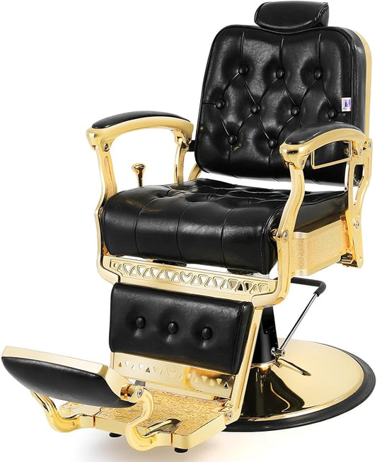 Artist hand Barber Chair Salon Chair Spa Equipment Vintage Heavy Duty Barber Chair(Gold)