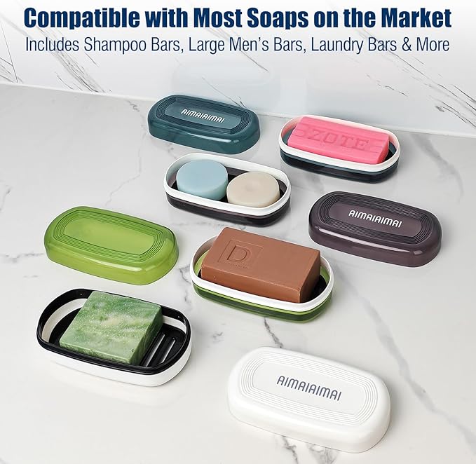 Shampoo Bar Holder, Large Soap Holder for 5 oz/10 oz Oversized Bars, Durable & Versatile Storage Soap Container with Drainage Layer (1 Pack, Red Style A-Large)