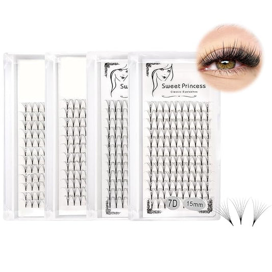 12rows 120pcs 10D Premade Volume Fans Eye Lashes Extensions Thickness 0.07mm D Curl Black Soft Individual False Eyelashes Makeup Fake Lashes Cluster 8-18mm to Choose (7D-4pack-9-11-13-15mm)