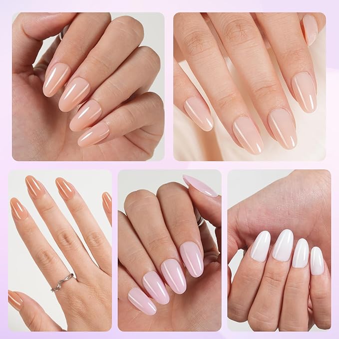 Short Oval Press On Nails, 5 Colors Pre-Lasting Soft Gel Nails Tips, 150Pcs Natural Fake Nails for Nail Art DIY 15 Sizes