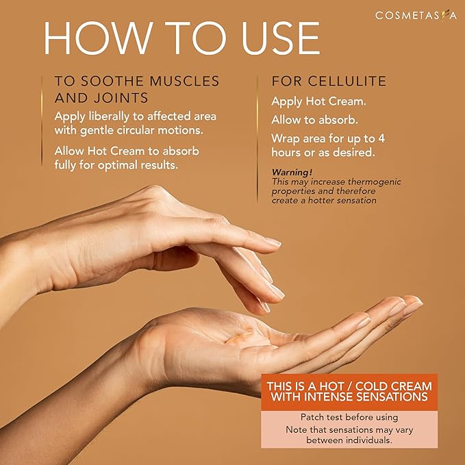 Cosmetasa Hot Cream for Belly - 87% Organic Cellulite Cream - Natural Sweat Cream Massage Gel - Cream for Stomach, Abdomen, Sore Joints, Muscles, Workout (16.9 oz)