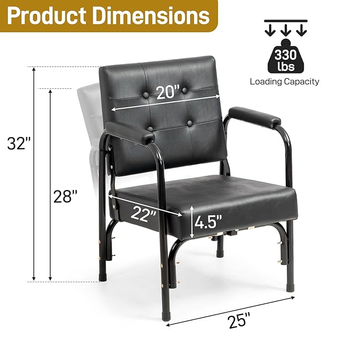 Winado Auto Recline Shampoo Chair, Portable Salon Barber Chair with Tilted Backrest, Heavy Duty Spa Beauty Equipment for Hair Stylists, Tattoo Artists, Cosmetologists, Black