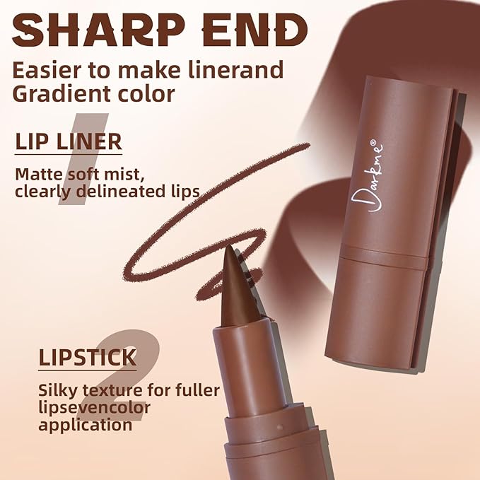 3 Colors 2 in 1 Lip Liner Set, Matte Nude Dark Brown Lip Liner Plumping Smooth Creamy Lip Pencil, High Pigmented Long lasting Light and Medium Brown Lipstick Makeup, 01+04+06