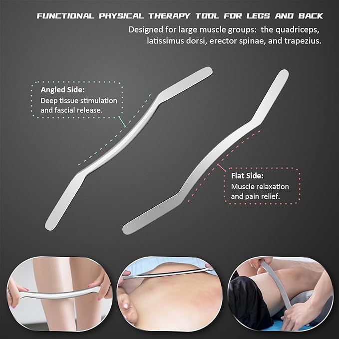 Stainless Steel Gua Sha Tools, 3 in 1 Muscle Scraper Tool, Metal Gua Sha Physical Therapy Equipment, Body Guasha, Myofascial Release,Scraping Tool Physical Therapy, Deep Tissue Massager for Knots