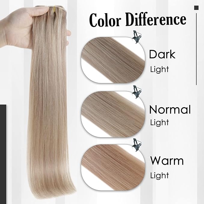 Full Shine Blonde Hair Extensions Clip in Human Hair Highlights Blonde Hair Clip in Hair Extensions Easy to Wear Lightweight 3 Pcs 18 Inch 60 G