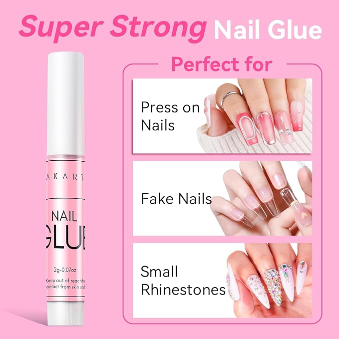 Makartt Super Strong Nail Glue for Press On Nails: Professional Acrylic Nails Nail Adhesive Bond Nail Tips Glue for Stick On Nails Long Lasting Nail Glue for Fake Nails Broken Nails Repair 10Pcs