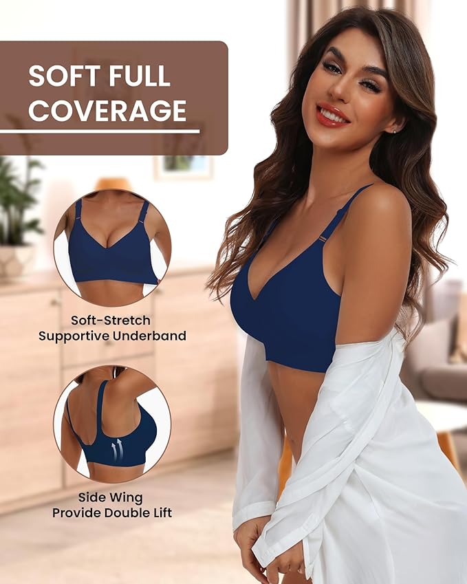 HORISUN Comfortable Seamless Full Coverage Bra for Women Wireless Bras with Soft Support Regular and Plus Size