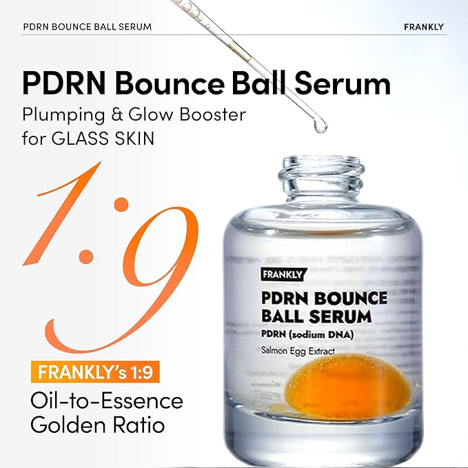 FRANKLY Salmon PDRN Bounce Ball Serum – Skin Repair PDRN Salmon DNA Serum for Post Microneedling Recovery, Redness & Damaged Skin | Glass Skin Korean Skincare | Lightweight, Non Sticky | 1.01 fl oz