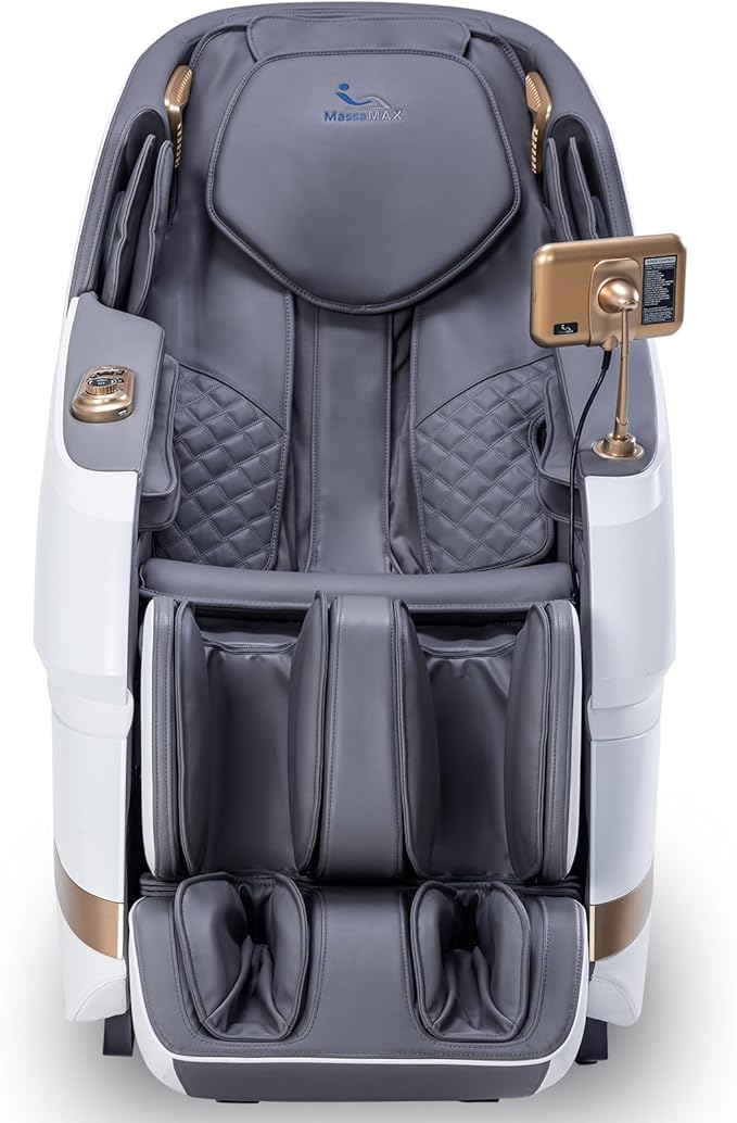 MassaMAX MT339 4D Massage Chair, Full Body Shiatsu Recliner with Electric Extendable Footrest, Zero Gravity, SL Track, Deep Yoga Stretch, 15 Modes, AI Voice Control, Foot Rollers, and Heating (White)