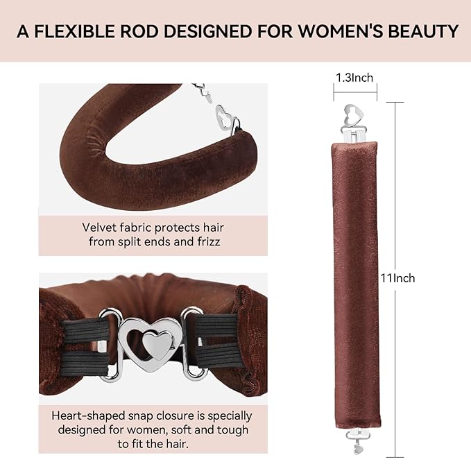 Heatless Curls, Heatless Curls Overnight Hair Care Set - Jumbo Velvet Hair Curlers to Sleep In, Soft Heatless Curling Rods for All Hair Types