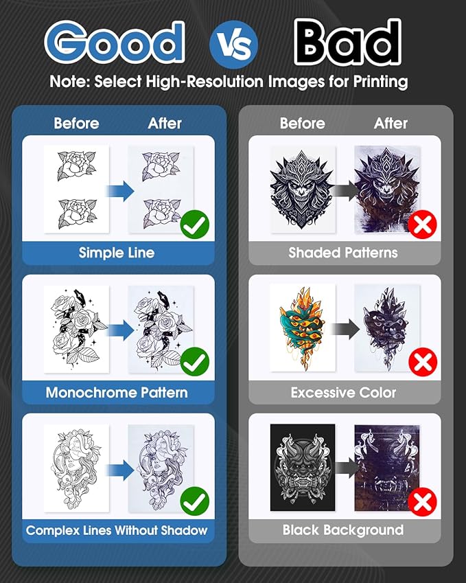 Phomemo M08F Bluetooth Tattoo Stencil Printer, Thermal Tattoo Machine with 10pcs Transfer Paper, Portable Wireless Stencil Printer for Tattooing, Compatible with Smartphone & PC, Grey