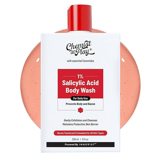 Chemist at Play 1% Salicylic Acid Body Wash | Paraben & SLS Free | Gentle Exfoliating Shower Gel | Prevents Body Acne, Bumpy Skin & Deep Cleanses Skin | For Men & Women | 7.9 Fl oz