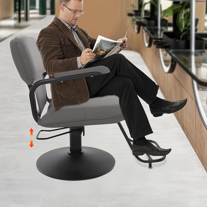 Barber Salon Chair for Hair Stylist,Hair Chair for Barbershop Home Height Adjustable & 360° Swivel Styling Salon Chairs Spa Beauty Salon Equipment, 550Lbs Capacity (Grey)