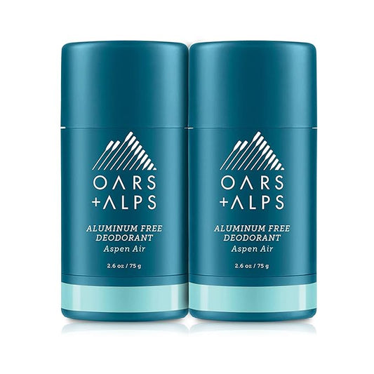 Oars + Alps Aluminum Free Deodorant for Men and Women, Dermatologist Tested and Made with Clean Ingredients, Travel Size, Aspen Air, 2 Pack, 2.6 Oz Each