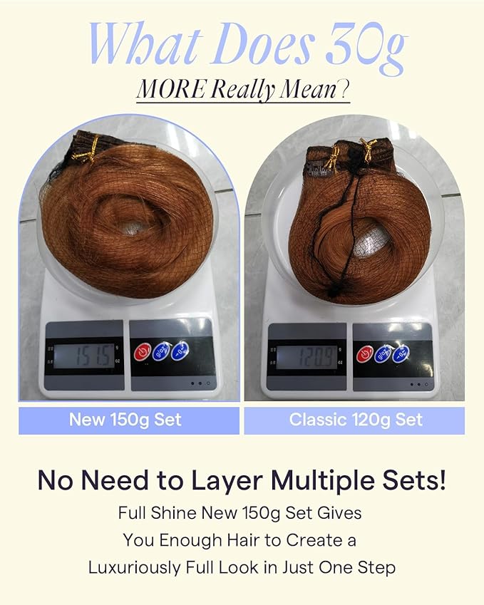 Full Shine Strawberry Blonde Extensions Clip in Auburn Red Clip in Hair Extensions for Cosplay for Styling for Full Head 22 Inch 150 G 7 Pcs