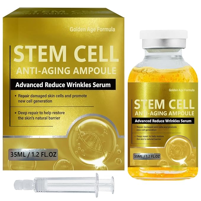 Stem Cell Serum for Face, Advanced Skin Renewal Formula for Wrinkle Reduction, Hydration & Radiance, Professional Ampoule for Daily Use and Microneedling, 1.2 Fl Oz