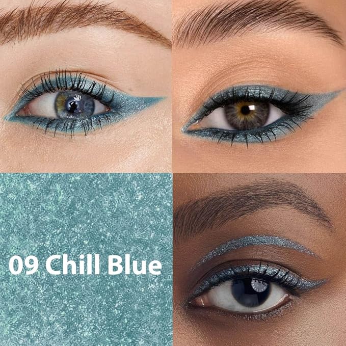 Kaely Chill Blue Waterline Pencil Eyeliner, Sharpenable Multi-Use Gel Eyeliner Pencil, Eye Liner Waterproof Smudge proof, Smooth Eye Makeup Liners, delineador de ojos contra el agua, 09