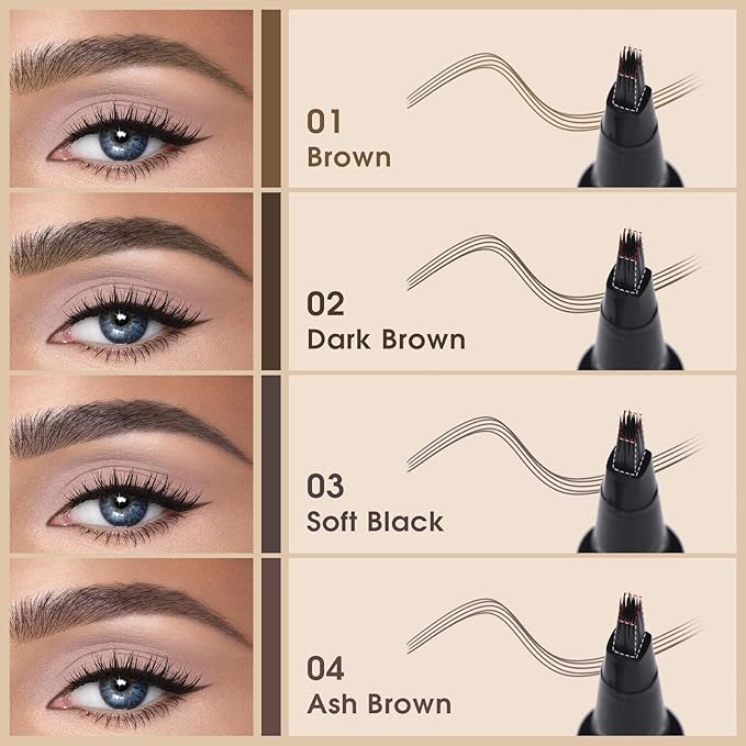 Microblading Brow-Fection Brow Eyebrow Pencil – Angled Brush Tip, Wild Natural Hair-Like Strokes, Patented Design, Long-Lasting & Smudge-Proof, for Beginners & Pros(03 Soft Black）