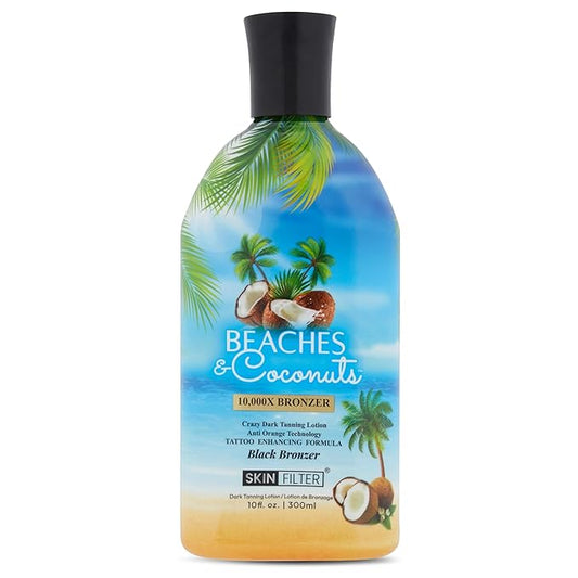 Beaches and Coconuts Tanning Lotion – 10,000X Tanning Lotion – Tanning Lotion with Anti-Orange Technology and Tattoo Protection Nourishing Ingredients