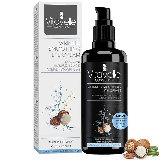 Smoothing Eye Cream for Wrinkles- Anti Aging Eye Cream for Dark Circles and Puffiness, Under Eye Cream for Dark Circles & Wrinkles, Under Eye Cream with Hyaluronic Acid (Squalane (50 ml))