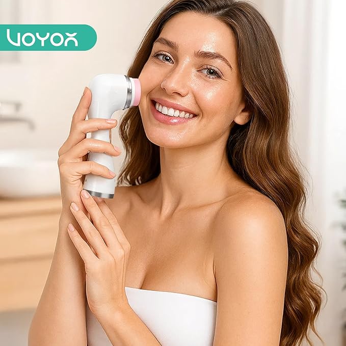 VOYOR Facial Cleansing Brush Electric for Deep Skin Cleansing Face Scrubber Rechargeable for Exfoliating and Removing Blackhead Spin Face Brush for Massaging, Remove Makeup Facial Brush FB101