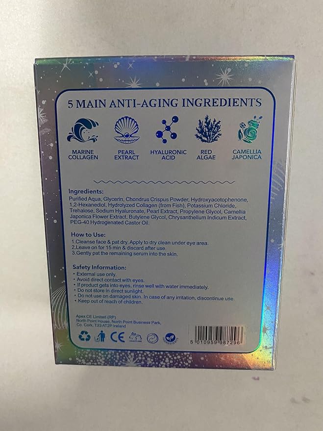 Under Eye Patches(12 Pairs), 6 Color Marine Collagen Eye Mask for Puffy Eyes, Dark Circles, Eye Bags, Wrinkles, Fine Lines.