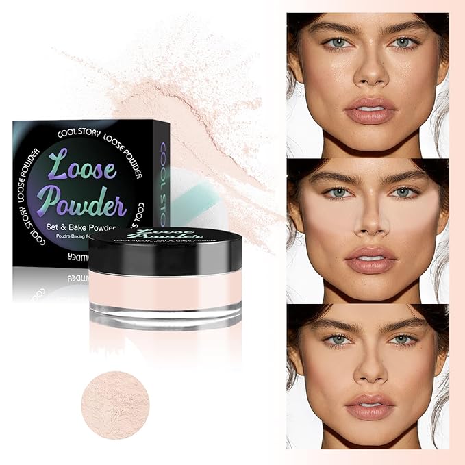 Loose Setting Powder, Bake Makeup Powder Full Coverage Matte Finish (Medium, 6g/O.21oz)