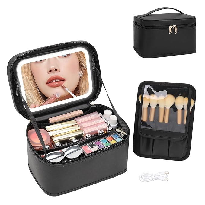 Ocheal makeup bag with led