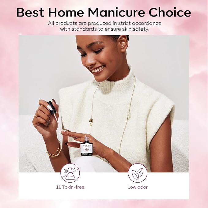 modelones Gel Nail Polish Set, 6 colors Neutral Nude Pink Gel Polish Pearl White Burgundy Red Shimmer Peach Pink Galaxy Grape Purple Glitter Nail Polish DIY Nail Art Manicure Gift