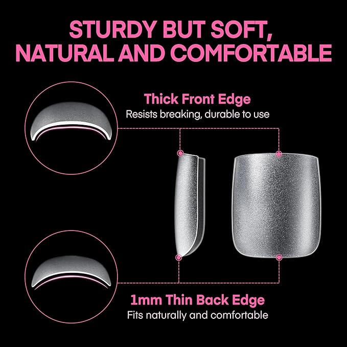 UNA GELLA Square Gel Toe Tips - 504pcs, 15 Sizes, Full Cover, Press Ons, Soak Off, DIY Nail Salon