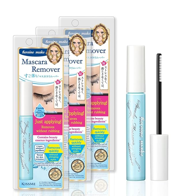 HEROINE MAKE by KISSME Mascara Remover for Waterproof Mascara, Fast-Acting Remover for Waterproof Eye Makeup, Lash-Conditioning & Gentle Non-Irritating Formula for Sensitive Eyelids from Japan 3 EA