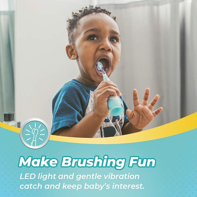 Papablic Toddler Sonic Electric Kids Toothbrush for Ages 1-3 Years, Baby Electric Toothbrush with Cute Dino Cover and Smart LED Timer, 2 Brush Heads (Debby)