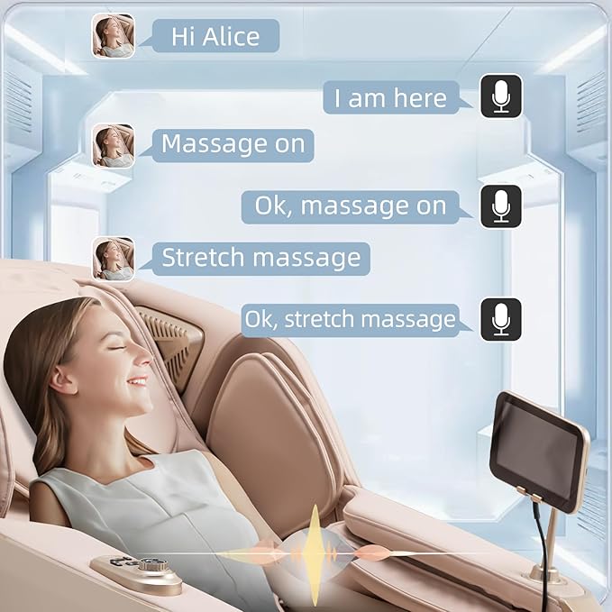 MassaMAX MT339 4D Massage Chair, Full Body Shiatsu Recliner with Electric Extendable Footrest, Zero Gravity, SL Track, Deep Yoga Stretch, 15 Modes, AI Voice Control, Foot Rollers, and Heating (Golden)