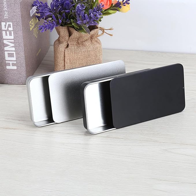 Lip Balm Tins Slide Top Tin Containers for Lip Balm Crafts Storage Kit - 0.25oz 3 Pack (BLACK)