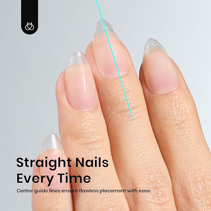 Beetles Short Almond Nail Tips - 288PCS 12 Sizes Full Matte Cover Pre-Etched & Pre-Shaped Soft Gel False Nail Tips Acrylic Nail Tips Nail Extension Tips for Gel Polish DIY Manicure