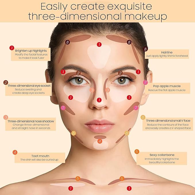 2023 Upgrade Contour Stick, 2 Colors Double-end Contour Highlighter Stick Contour Stick Face Highlighter Contour Makeup Contouring Sticks Cream Concealer (Lotus, Light Brown)