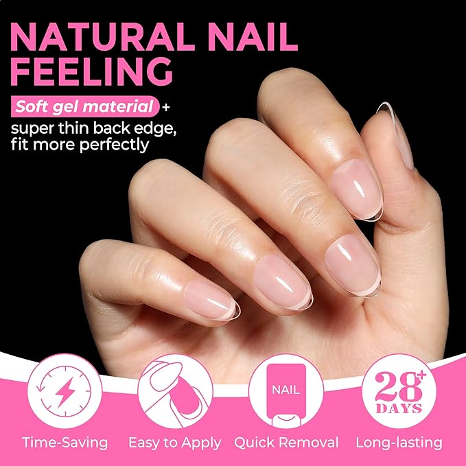 UNA GELLA Extra Short Almond Nail Tips Full Cover 216PCS Gel Nail Tips Short Almond Shaped Nails Tips Soft Gelly Gel Clear Fake Nails Tip for Acrylic Nail Tip Soak Off Home DIY Salon Nails 12 Sizes