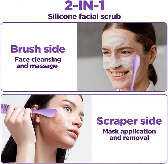 Face Scrubber Pore Cleaning Brush Face Mask Applicator Skin Care Tool for Men Women Deep Cleansing(Purple)