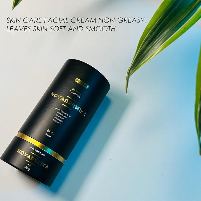 Novadérmika & Novadélika 2in1. Facial Emulsion and Eye Contour - Nourishes, Hydrates, Rejuvenates and leave your Skin with a Radiant Glow - Anti-aging - Cactus Blossom Fragrance.