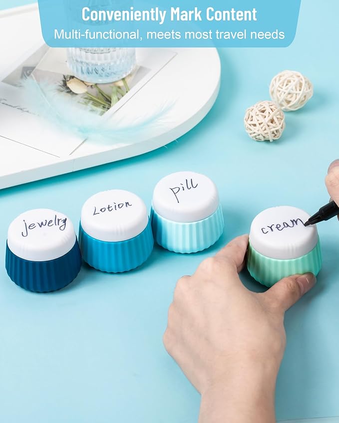 Travel Containers for Toiletries 4 Pack, TSA Approved Travel Size Toiletries, Travel Size Containers, With Clear Bag Leak Proof Silicone Jars, Travel Essentials Creams Jars Carrying Small Items